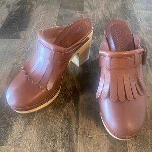 MADEWELL Leather Platform Clogs Sz 6 Brown